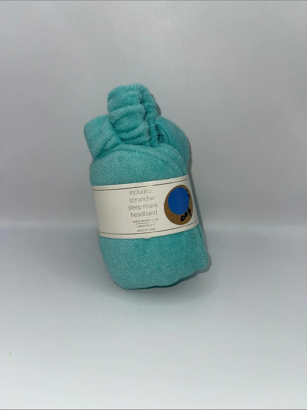 MudPie Self-Care Set Terrycloth Essentials Scrunchies - Lime Green & Teal
